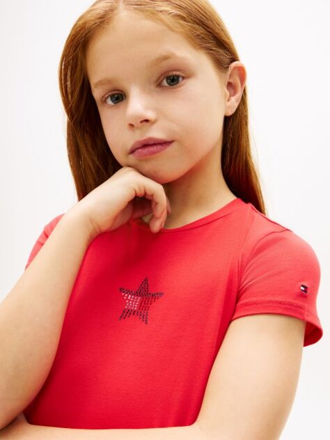 Rosu Tricou Extra Slim Cu Steag In Forma De Stea  Fete