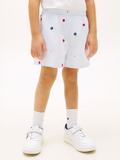 Multi Pantaloni Scurti Largi Cu Imprimeu Floral Brodat  Fete