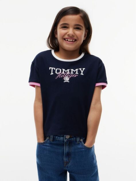 Blue T-Shirt Crest Cu Croiala Lejera  Fete