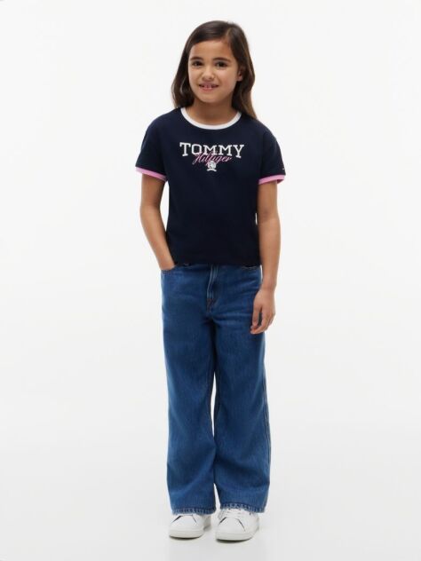 Blue T-Shirt Crest Cu Croiala Lejera  Fete