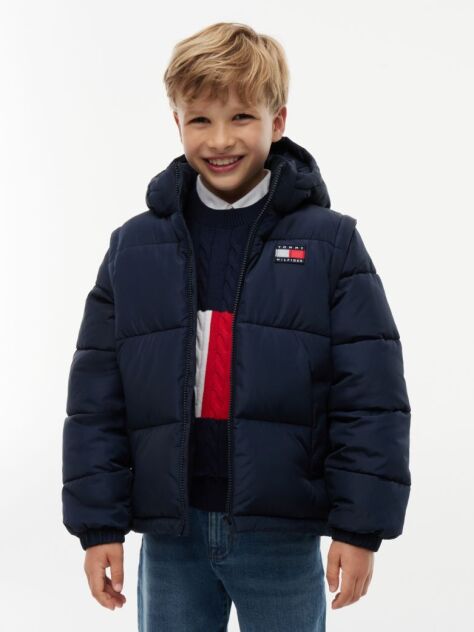 Blue Geaca Puffer Ripstop Cu Logo Pe Spate  Copii unisex