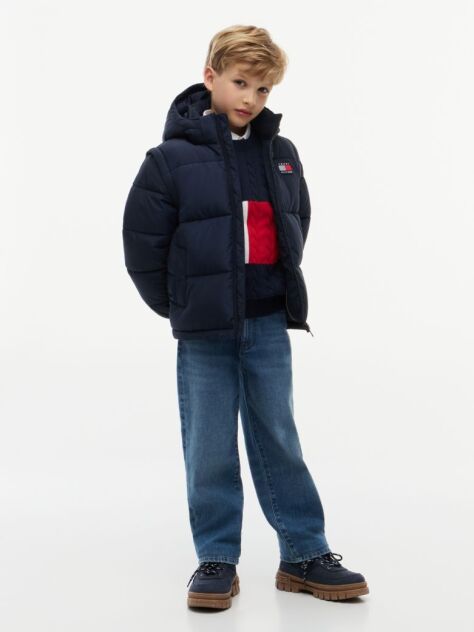 Blue Geaca Puffer Ripstop Cu Logo Pe Spate  Copii unisex