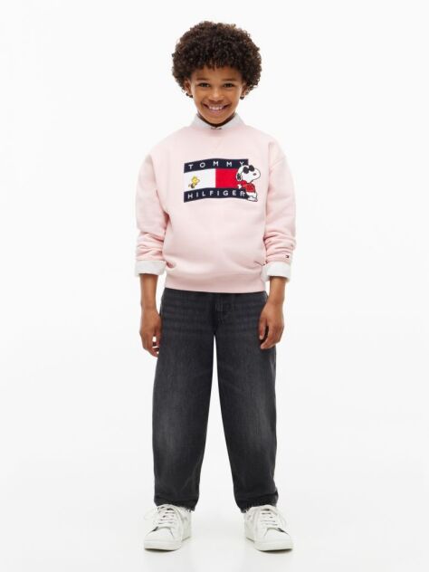 Roz Peanuts® Pulover Cu Steag Brodat  Copii unisex