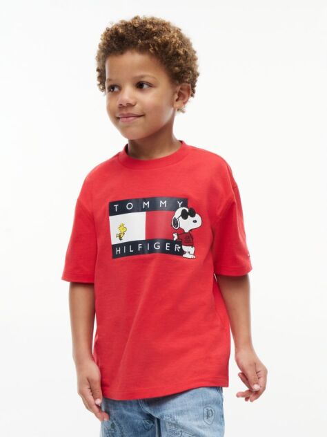 Rosu Peanuts® T-Shirt Din Jerseu Cu Steag  Copii unisex