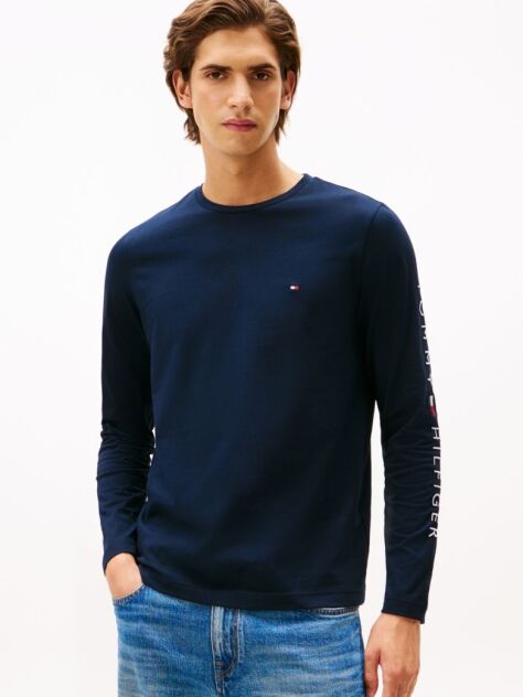 Blue Tricou Cu Maneca Lunga Slim Fit  Barbati