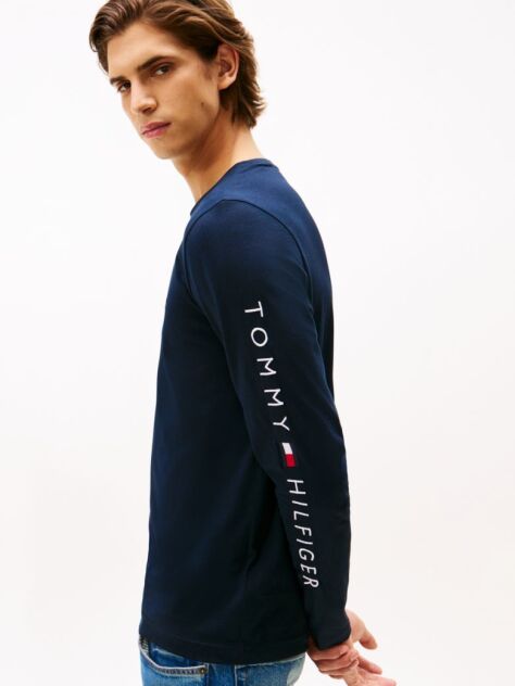 Blue Tricou Cu Maneca Lunga Slim Fit  Barbati
