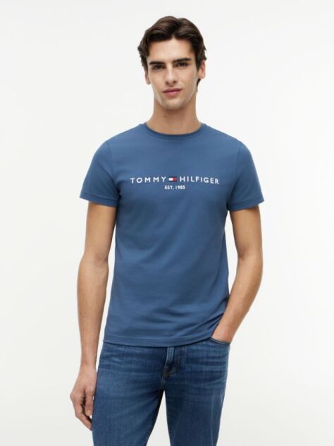 Blue Tricou Slim Fit Cu Logo  Barbati