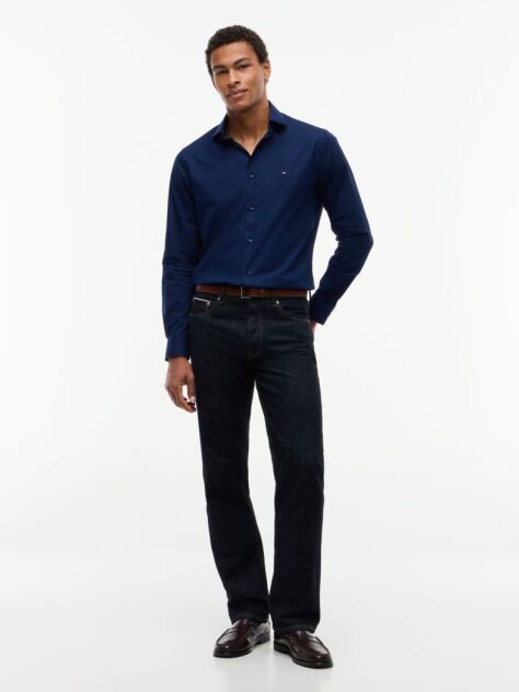 Blue Camasa Flex Slim Fit Din Poplin   Barbati