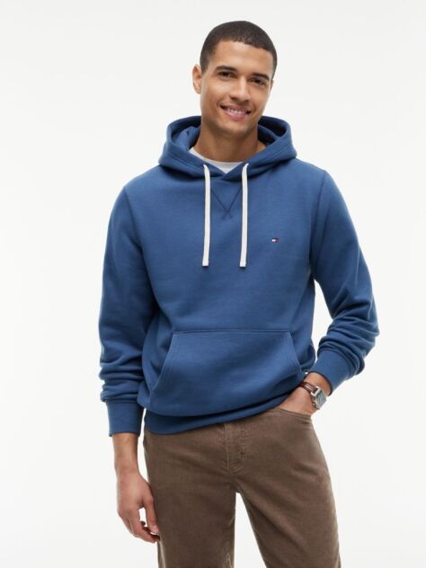 Blue Hanorac Din Fleece Cu Broderie Steag  Barbati
