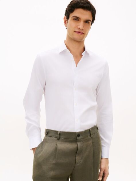 Alb Camasa Smart Casual TH Flex Cu Croiala Slim  Barbati