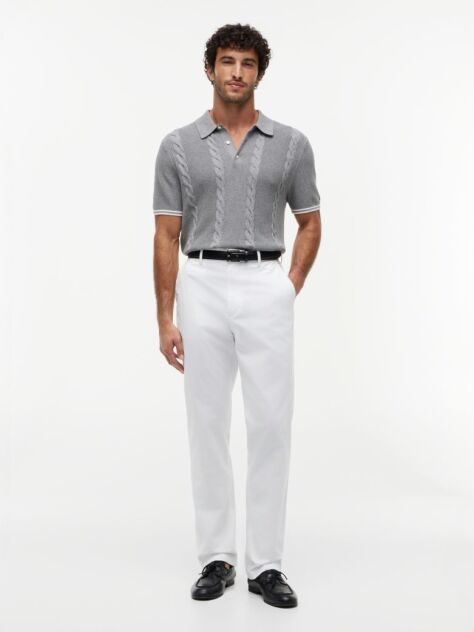 Alb Dover Signature Pantaloni Chino Twill Din Bumbac Cu Croiala Relaxed  Barbati