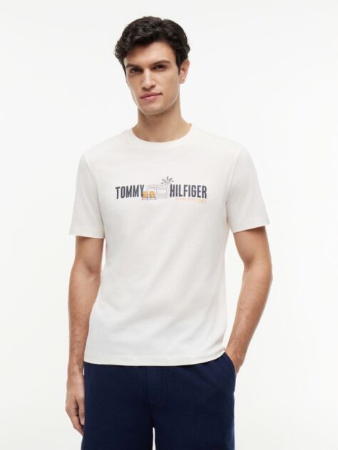 Bej T-Shirt Din Jerseu Cu Logo Graphic  Barbati