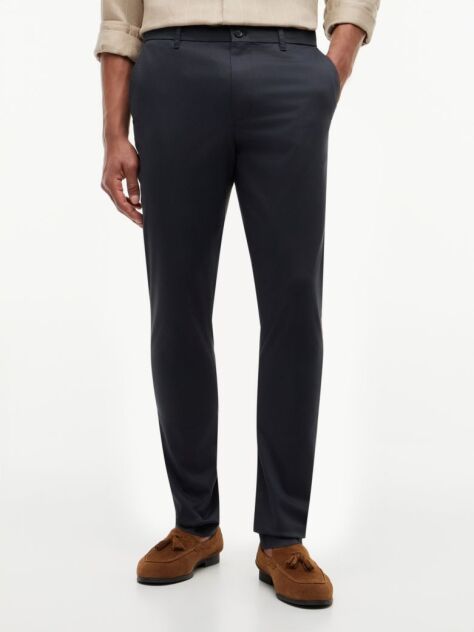 Blue Pantaloni Chino Cu Imprimeu Bleecker Slim  Barbati