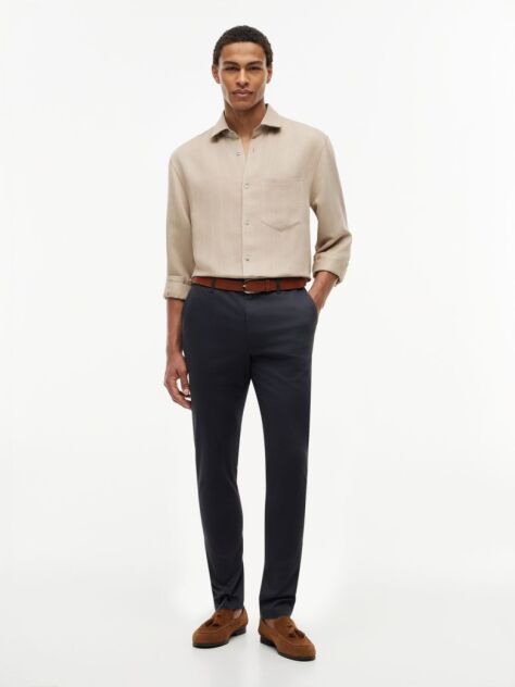 Blue Pantaloni Chino Cu Imprimeu Bleecker Slim  Barbati