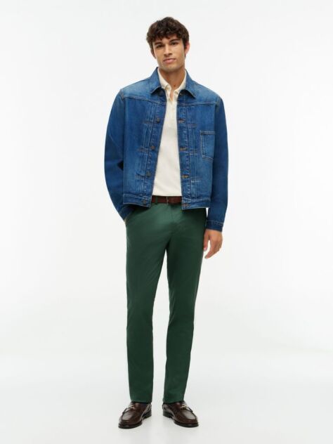 Green Bleecker Slim Printed Structured Chinos  Men