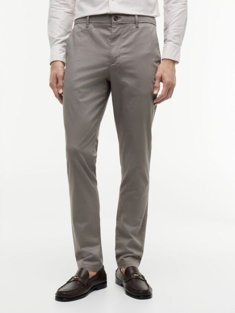 Gri Pantaloni Chino Cu Imprimeu Bleecker Slim  Barbati