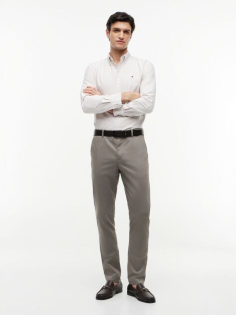 Gri Pantaloni Chino Cu Imprimeu Bleecker Slim  Barbati