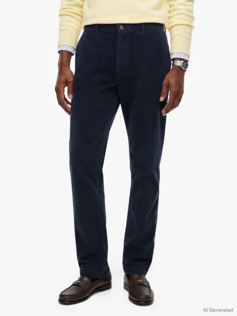 Blue Pantaloni Chinos Denton Din Catifea Fina Cu Croiala Slim Si Dreapta  Barbati