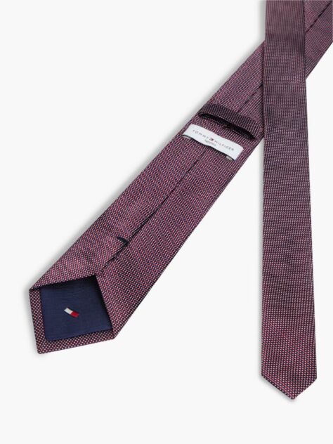 Rosu Cravata New York Label Din Matase Pura Si Imprimeu Micro  Barbati