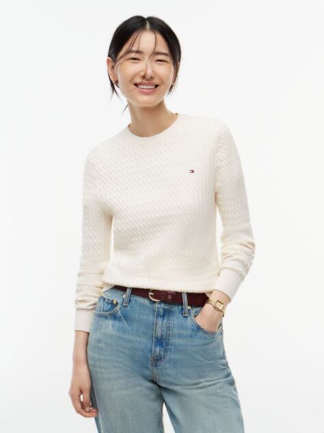 Beige Fine Cable Knit Jumper  Women