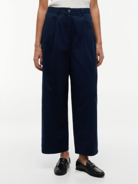 Blue Pantaloni Chino Cu Croiala Barrel Spalati  Femei