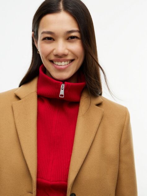 Brown Manteco Wool Blend Slim Single Breasted Coat  Women