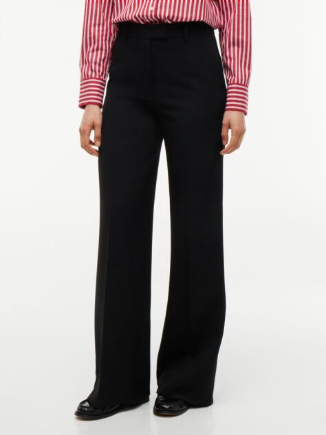 Negru Pantaloni Tuxedo Drepti Si Largi  Femei