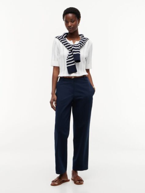 Blue Pantaloni Chino Drepti Cu Croiala Slim Uzati  Femei