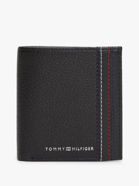 Negru Portofel Trifold Din Piele Cu Textura Pebble Grain Si Logo  Barbati