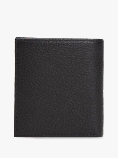 Negru Portofel Trifold Din Piele Cu Textura Pebble Grain Si Logo  Barbati