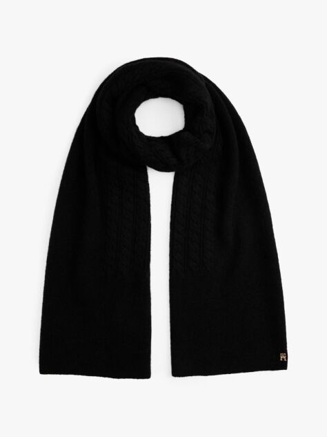 Negru Esarfa Pufoasa Tricotata Cu Model Cable Chic  Femei