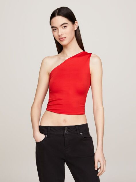 Rosu Top Cropped Asimetric  Femei