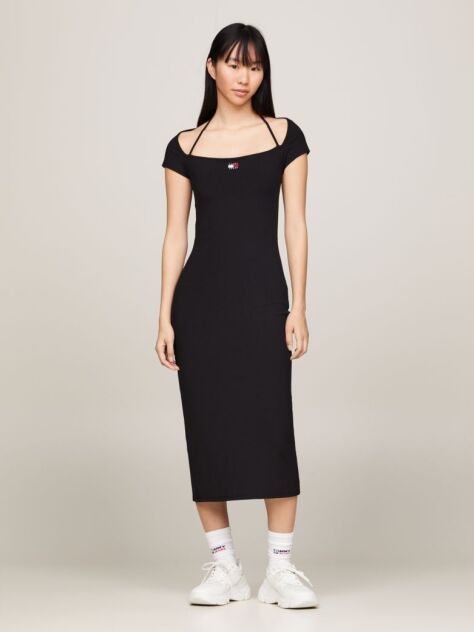 Negru Rochie Midi Bodycon Cu Insigna Tommy  Femei