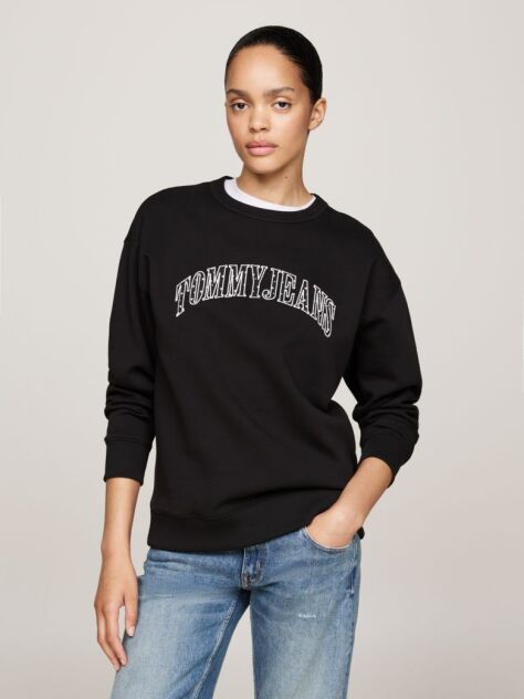 Black Logo Appliqué Relaxed Sweatshirt  Women