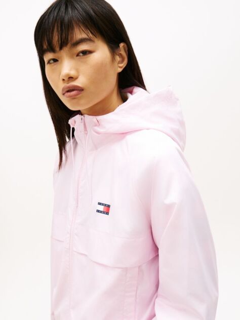Roz Geaca De Vant Cu Logo Tommy  Femei