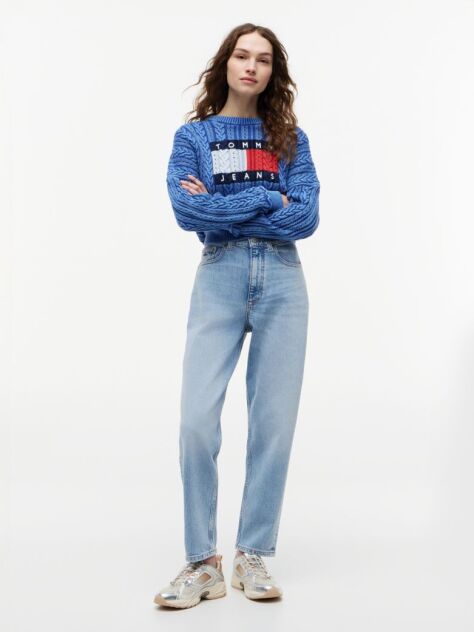 Denim Blugi Mom Jeans Cu Talie Foarte Inalta Si Picior Conic  Femei