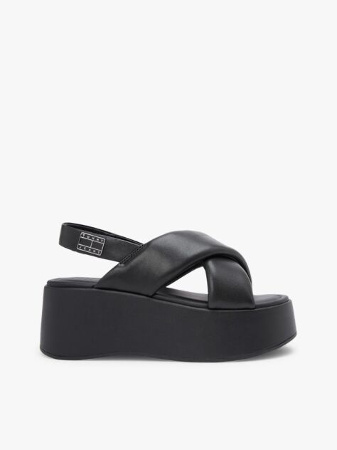 Negru Sandale Wedge Si Curea Captusita  Femei