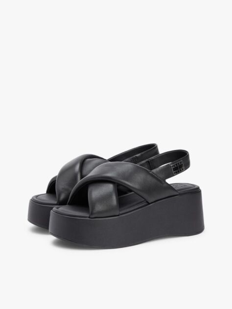 Negru Sandale Wedge Si Curea Captusita  Femei