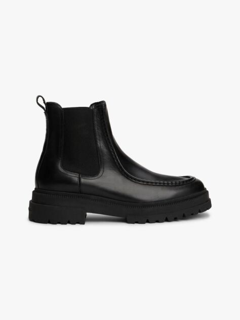 Negru Cizme Chelsea Din Piele Cu Talpa Groasa  Barbati