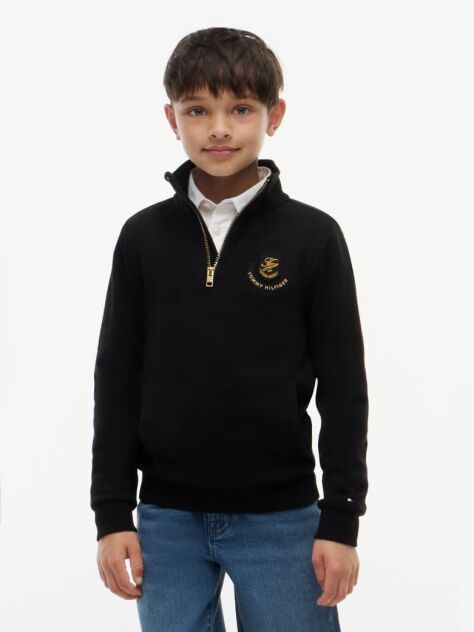Negru Bluza De Trening Cu Logo Si Fermoar  Baieti