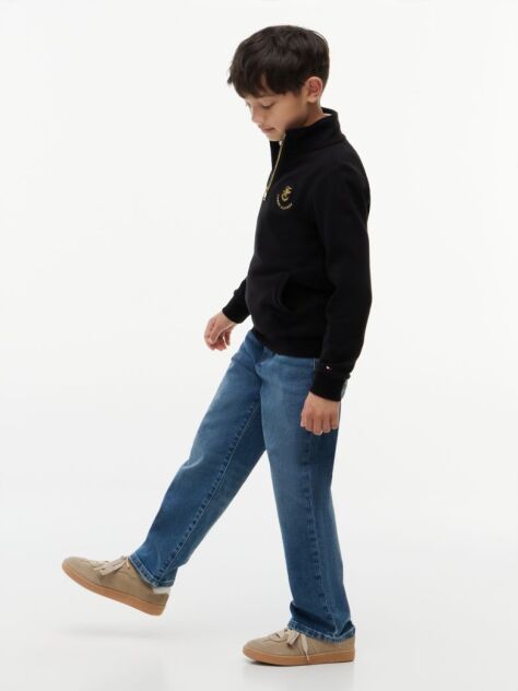 Negru Bluza De Trening Cu Logo Si Fermoar  Baieti