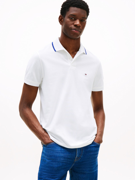 Alb Tricou Polo Regular Performance Tipped  Barbati