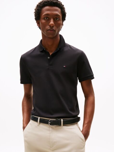 Negru Polo Regular Cu Interlock De Lux  Barbati