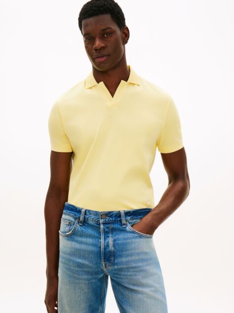 Galben Tricou Polo Din Tricot Interlock Cu Croiala Regular  Barbati
