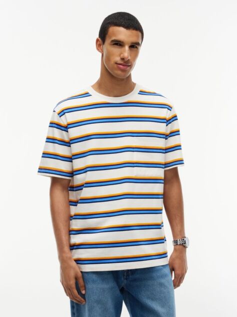 Multi Tricou Din Jersey Lejer Cu Dungi Asortate  Barbati