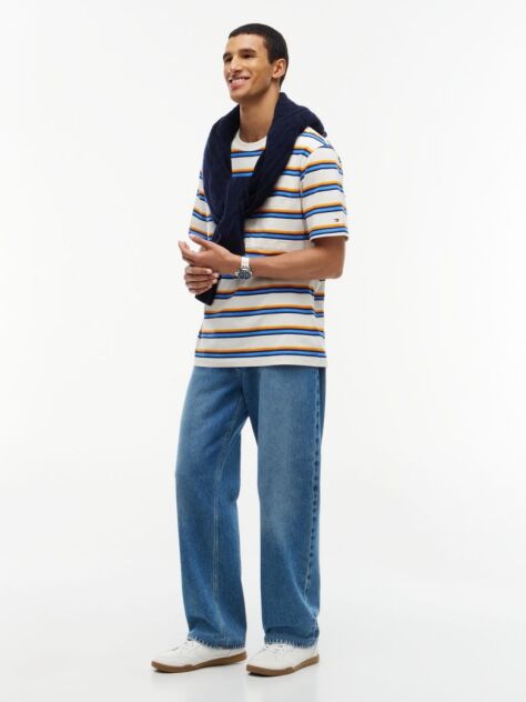 Multi Tricou Din Jersey Lejer Cu Dungi Asortate  Barbati