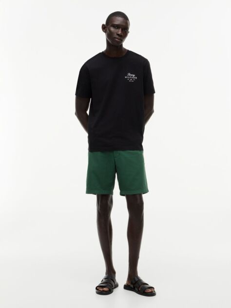 Negru Tricou Cu Guler Rotund Si Logo  Barbati