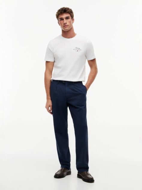 Alb Tricou Cu Guler Rotund Si Logo  Barbati