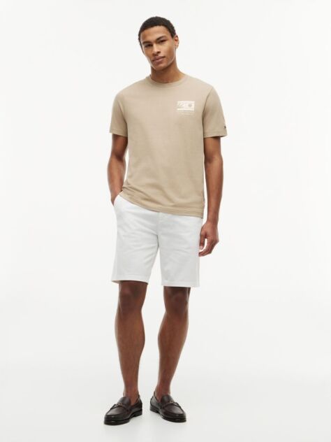 Bej Tricou Cu Guler Rotund Si Imprimeu Cu Logo  Barbati