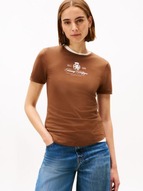 Maro Varsity Crest Slim Tricou Cu Maneca Scurta  Femei